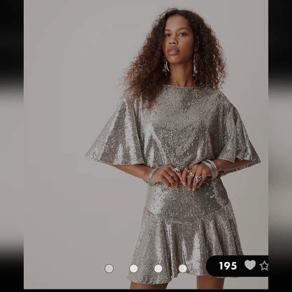 Free People  Silver Metallic Mini Sequins Dress - Picture 1 of 6